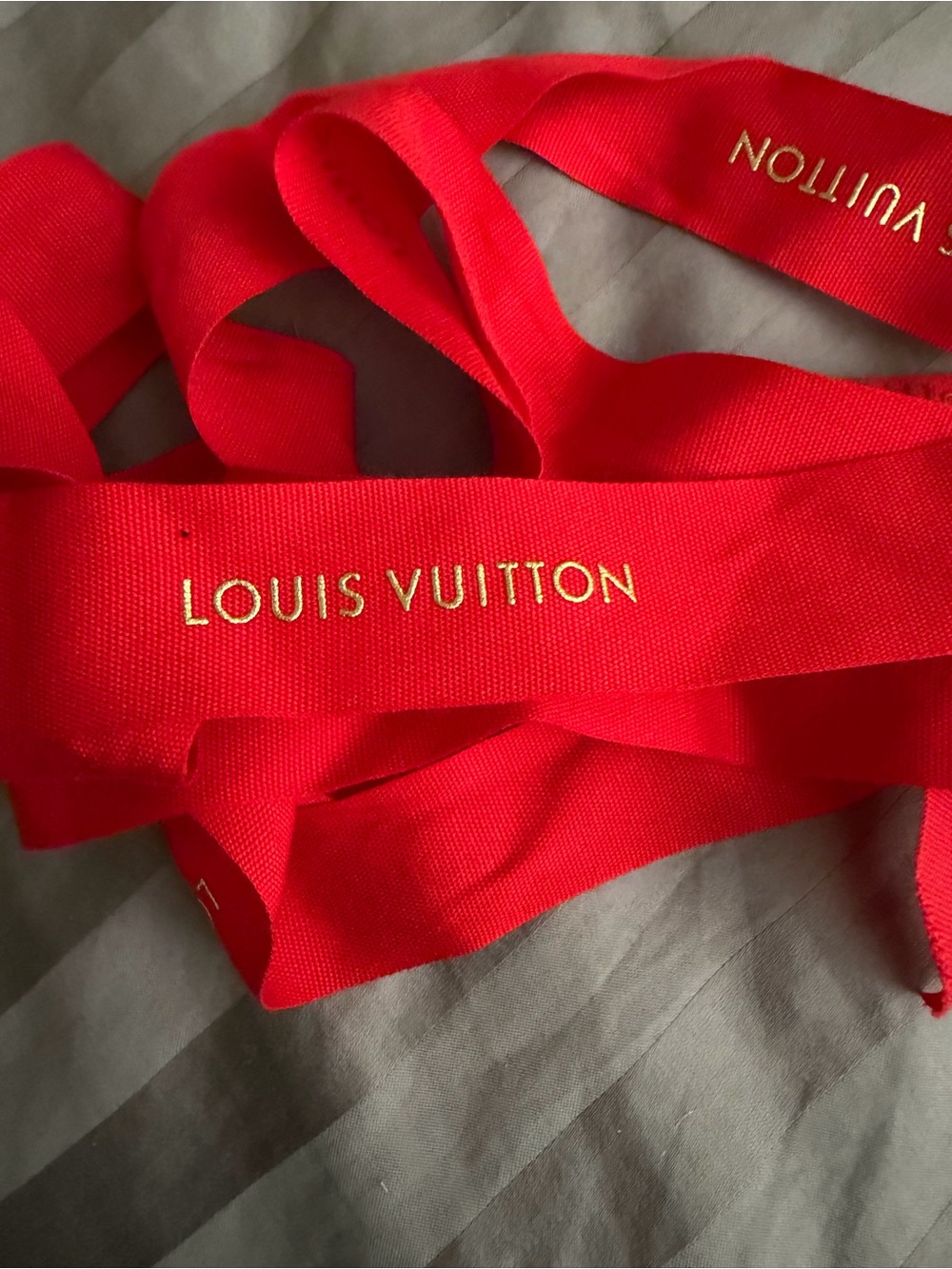 Louis Vuitton Red Ribbon with Gold Logo 60”